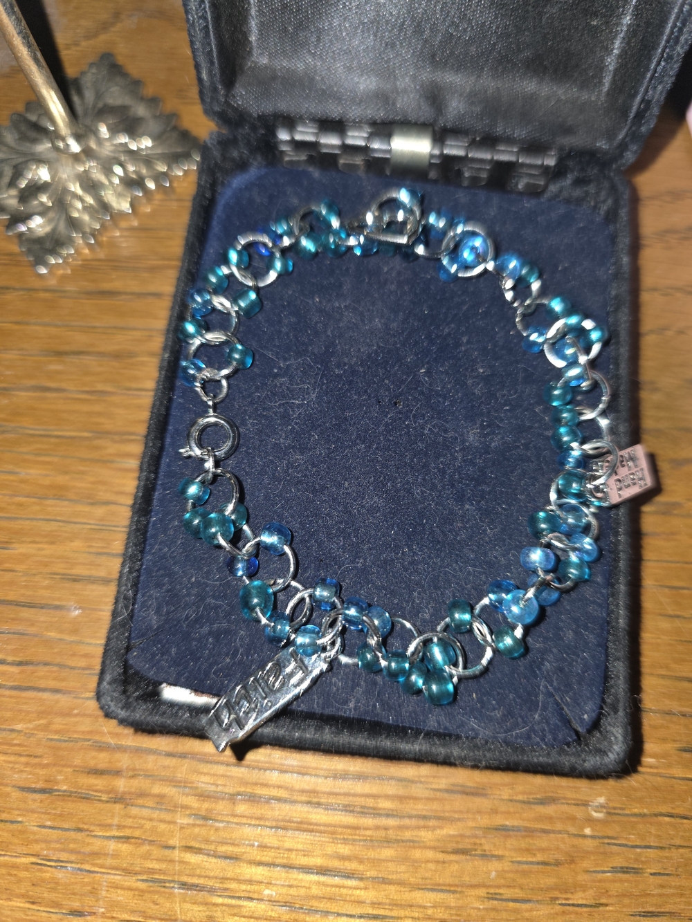Blue Beaded Chain Bracelet